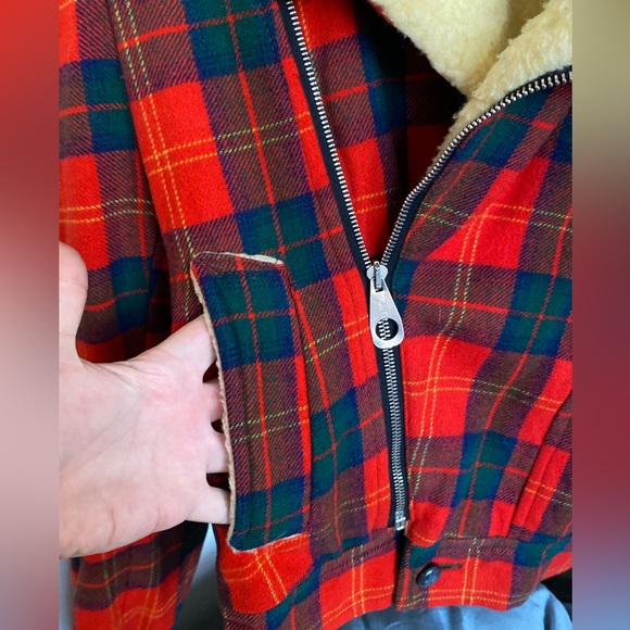 Vintage Plaid Sherpa Punk Jacket 6/M Reti of Melbourne True Wool red blue green - Picture 4 of 11